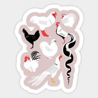 Asian roosters Sticker